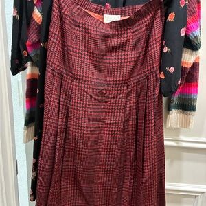 Chic Red Checkered Midi Skirt